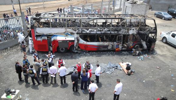 El incendio de la unidad de la empresa Sajy Bus causó la muerte de 17 pasajeros (Foto: GEC |  Giancarlo Ávila)