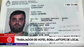 San Martín: Extranjero roba laptops del hotel donde trabaja