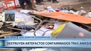 San Juan de Lurigancho: destruyen enseres contaminados tras el aniego