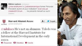 Aclaran que Alejandro Toledo nunca fue alumno de la Universidad de Harvard