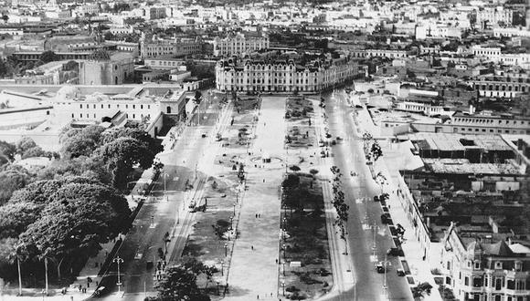 Esta es una vista aérea hacia las primeras cuadras del Paseo de la República en los años 30. (Imagen que es parte del libro).