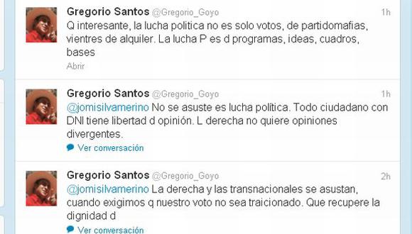 Santos habló del tema a través de su Twitter. (@Gregorio_Goyo)