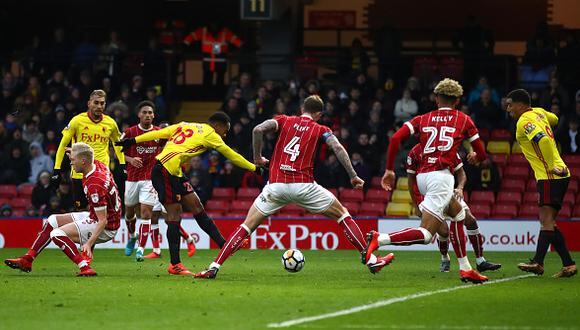 André Carillo anota su segundo gol con el Watford. (Getty Images)