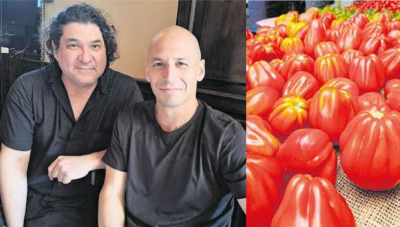 DUPLA. Gastón Acurio fue el chef invitado por Pablo Rivero para honrar la Fiesta del Tomate en Buenos Aires. El tomate tomó la calle.