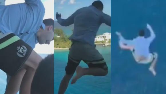 Aunque el video no mostró a Naydev en el momento en que llegaba al agua, el joven sobrevivió a la caída. (Foto: Captura Instagram).