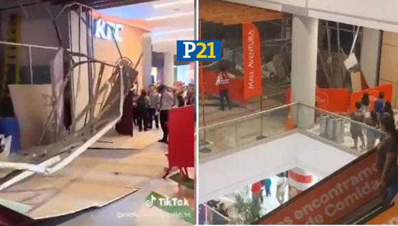Estructura de restaurante colapsa en el Mall de San Juan de Lurigancho (Composición)