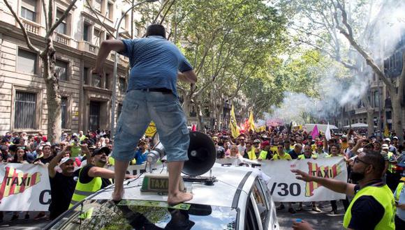 La huelga de taxistas se extendió hasta la capital española, de manera "espontánea" y en solidaridad con sus compañeros. (Foto: EFE)