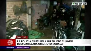 PNP capturó a sujeto cuando desmantelaba moto robada en San Luis