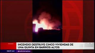 Incendio destruye cinco viviendas en quinta en Barrios Altos [VIDEO]