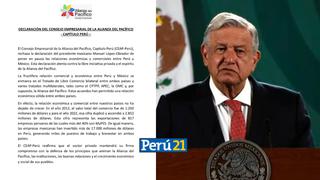 Consejo Empresarial de la Alianza del Pacífico en Perú rechaza declaraciones de AMLO