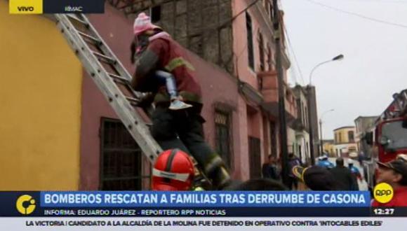 Unas 50 personas fueron rescatadas tras derrumbe en el Rímac. (Foto: RPP TV)