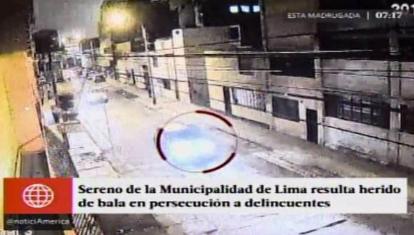 Cercado de Lima: Sereno fue baleado al frustrar asalto. (América Noticias)