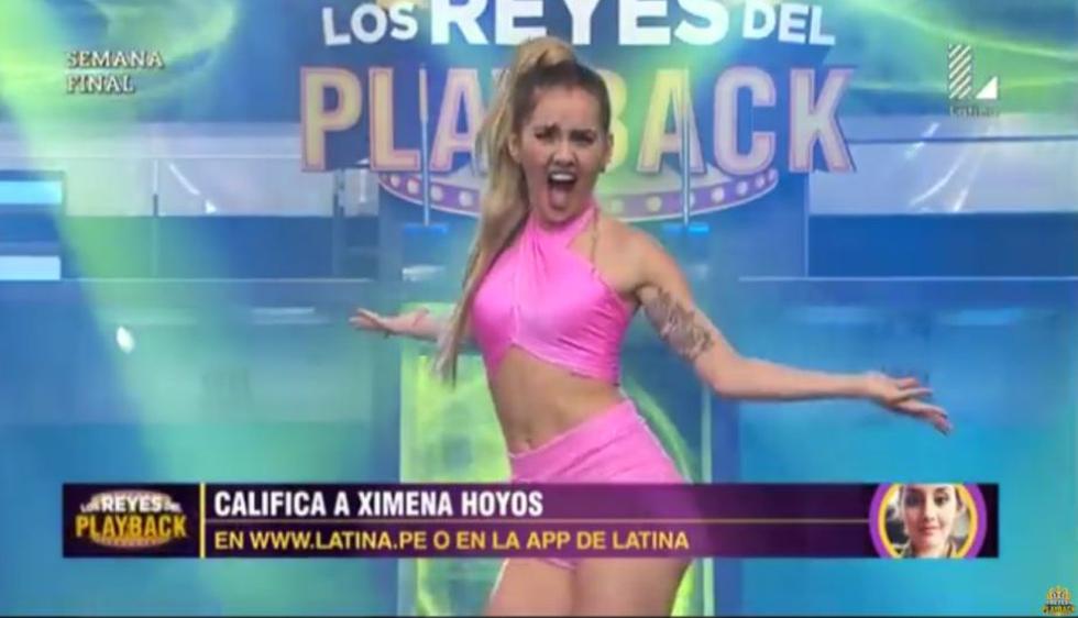 Ximena Hoyos imitó a Yahaira Plasencia y movió el ‘totó’ en ‘Los reyes del playback’. (Captura de TV)