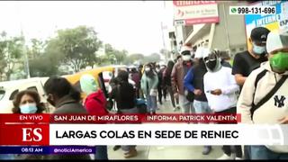 San Juan de Miraflores: Personas realizan largas colas en exteriores del Reniec para recoger su DNI | VIDEO
