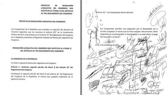 SACADA DE VUELTA. Todas las bancadas respaldaron con sus firmas controvertida propuesta para exonerarse del pago de tributos.