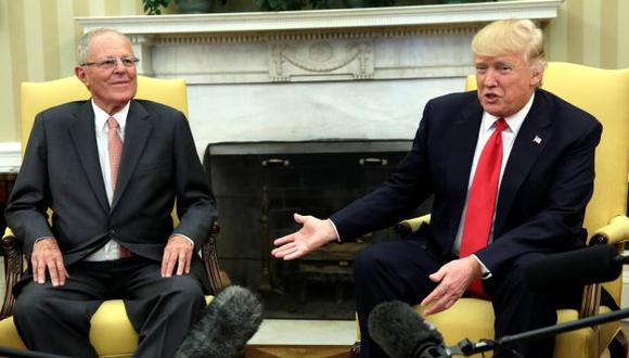Encuentro. Kuczynski y Trump se reunieron ayer en la Casa Blanca, en su primer encuentro oficial. (Reuters)
