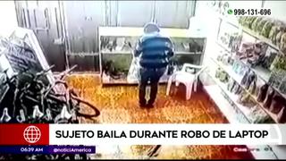 Ladrón baila mientras roba una laptop en Los Olivos