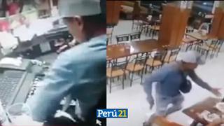 San Juan de Lurigancho: Sujeto entra a robar pollería y asalta hasta a los clientes (VIDEO)