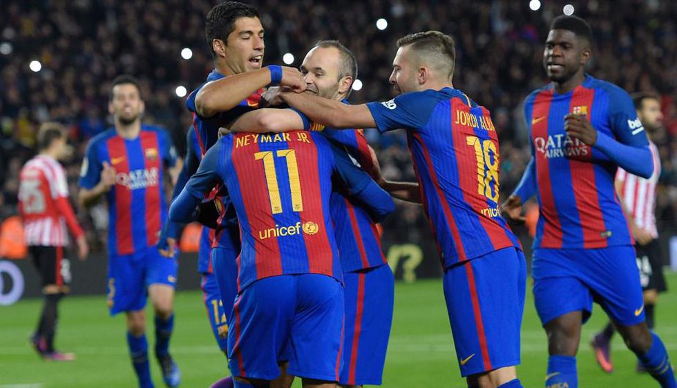 Barcelona venció 3-1 al Athletic de Bilbao y clasificó a los cuartos de final de la Copa del Rey. (AFP)