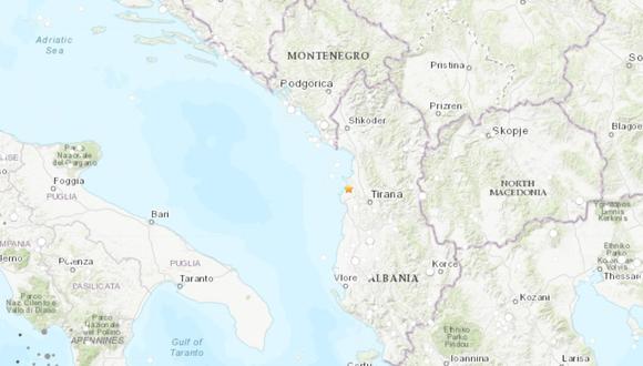 Sismo de 4,9 de magnitud desata el pánico en Albania. (Foto: earthquake.usgs.gov)