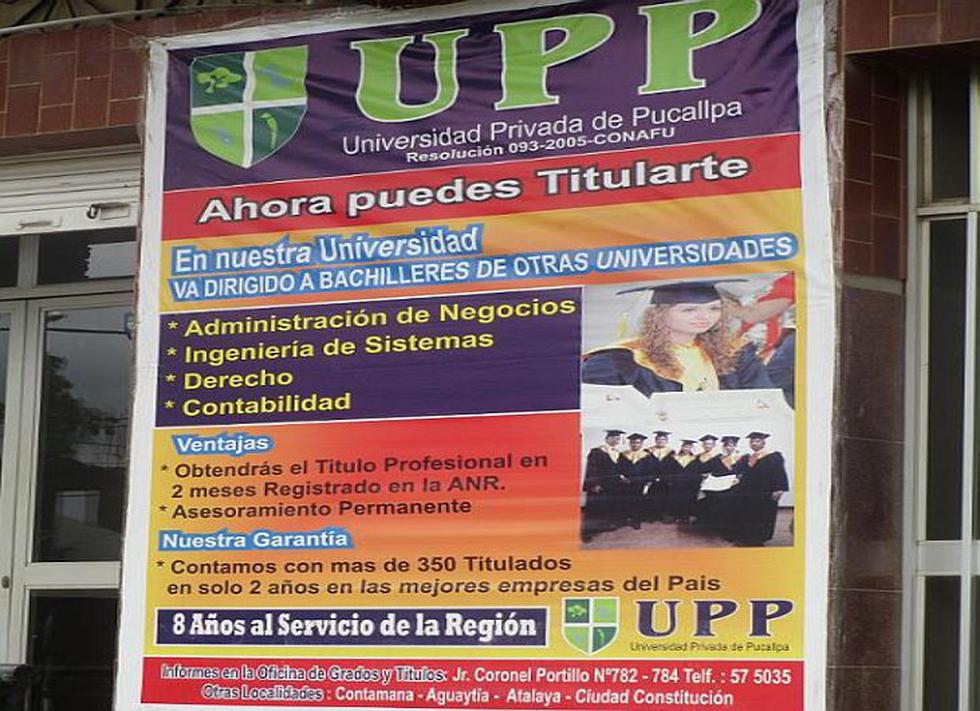 Universidad Privada de Pucallpa ofrece en dos meses el título profesional a bachilleres de otras universidades. (Difusión)