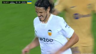 Cavani salió por lesión en Valencia-Barcelona y preocupa en Uruguay [VIDEO