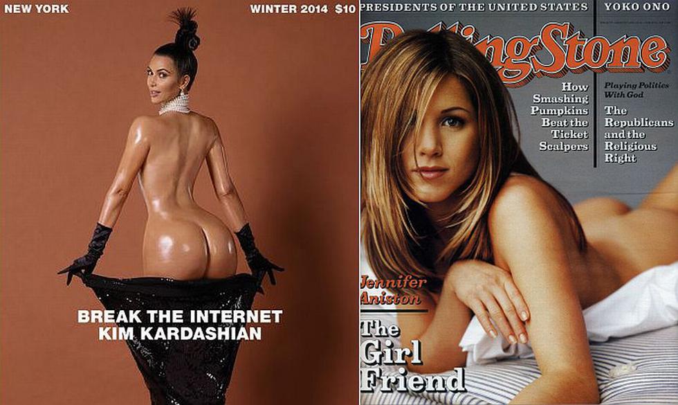 Jennifer Aniston comparó su desnudo con el de Kim Kardashian. (Paper/Rolling Stone)