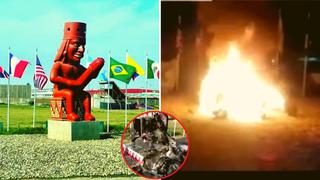 Trujillo: Delincuentes incendiaron por completo el “huaco de la fertilidad” de Moche