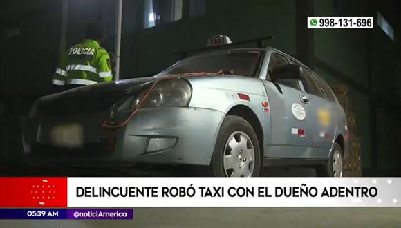 El taxista que quedó afectado emocionalmente por el gran susto que sufrió en el momento descansaba. (Fuente: América TV)