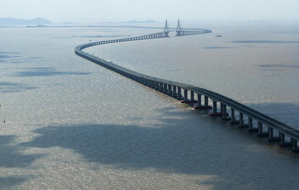 Gran Puente de Danyang-Kunshian, China: El puente más largo del mundo cuenta con 164.8 kilómetros de longitud y fue inaugurado en 2011. Une las ciudades de Pekín y Shanghái, atravesando el lago Yangcheng. (Flickr Creative Commons)