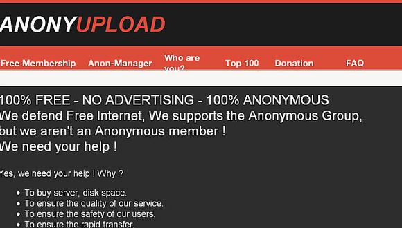 Sitio anonyupload.com