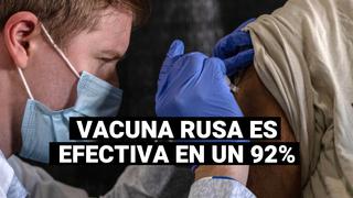 COVID-19: Rusia asegura que su vacuna Sputnik V tiene una eficacia del 92%