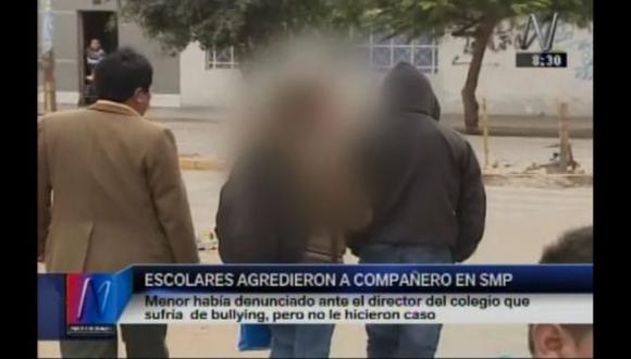 Escolar víctima de bullying recibió golpiza de sus compañeros de colegio de San Martín de Porres. (Captura de video)
