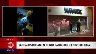 Vándalos roban licores de tienda Tambo durante protestas en Centro de Lima