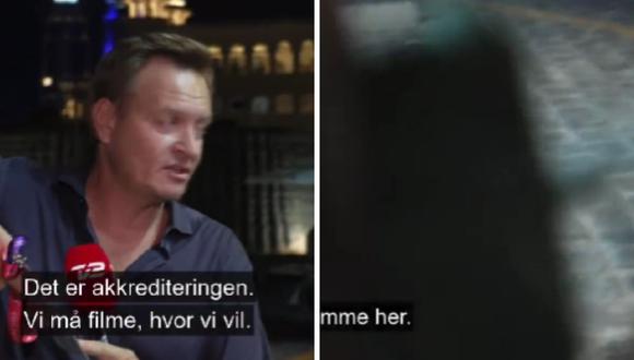 Rasmus Tantholdt es el reportero que hablaba en directo al conductor de un noticiario de Dinamarca, cuando llegan tres hombres para tapar el lente de la cámara. (Foto de Twitter/@RasmusTantholdt)