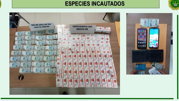 Los Olivos. Policía incautó 180 chips al detenido. (PNP)