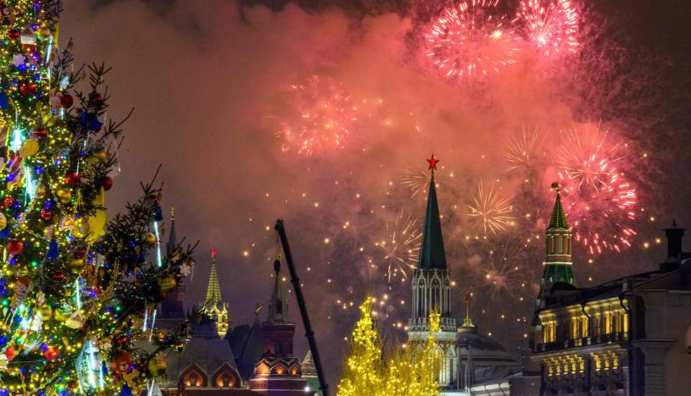 Moscú recibió así el Año Nuevo 2019. (Foto: AFP).