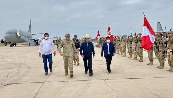 Presidente Pedro Castillo llegó a la región de Piura junto al premier Guido Bellido. (Foto: GORE Piura)