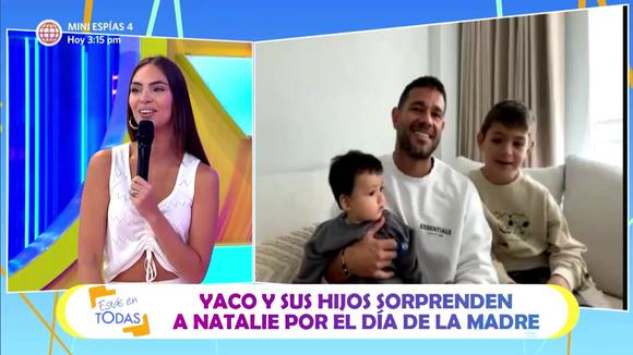 Natalie Vértiz receives a surprise from Yako