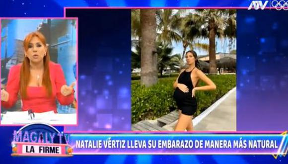 Magaly Medina elogia a Natalie Vértiz: “Está a un mes de dar a luz y no deja de trabajar”. (Foto: captura de video)