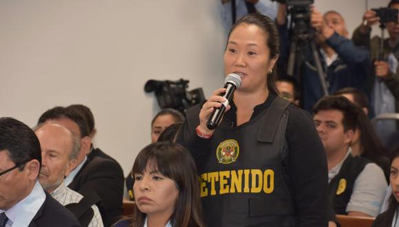 Keiko Fujimori se presentó a la audiencia de apelación para liberarse de la detención preliminar de 10 días. (Poder Judicial)