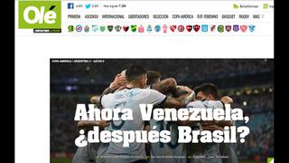 Así reaccionó la prensa internacional tras clasificación de Argentina a cuartos de la Copa América