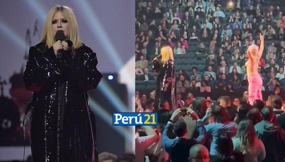 Avril Lavigne y su reacción con activista que invadió el escenario durante su premiación. Foto: Captura