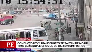 Camión pierde el control y provocó múltiple choque en Jicamarca