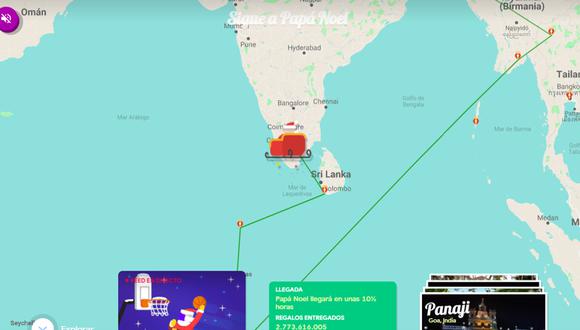 ‘Santa Tracker’ está disponible desde hoy 24 de diciembre y contará con descripciones a detalle de cada lugar que Santa Claus vaya visitando en su travesía. (Foto: Google)