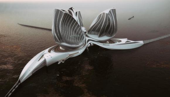 La estación flotante es un diseño creado por Lenka Petráková, cuyo objetivo principal es limpiar el océano y restablecer el equilibrio en el medio marino. El proyecto ha ganado el premio de innovación arquitectónica de la Fundación Jacques Rougerie.  (Foto: Fundación Jacques Rougerie)
