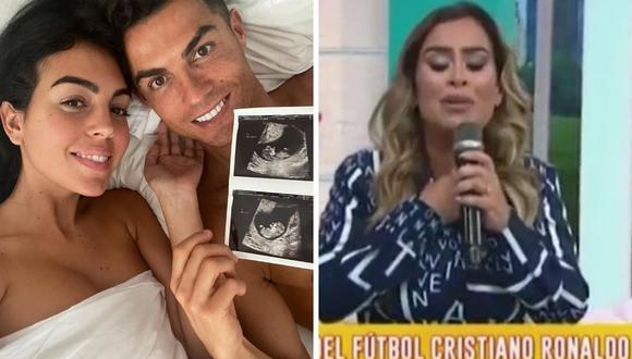 Ethel Pozo se mostró afectada al dar a conocer la lamentable noticia sobre la muerte de la bebé de Cristiano Ronaldo. (Foto: @cristiano / captura América TV)