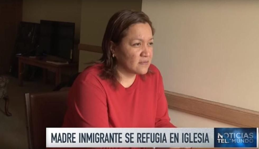 Gisella Collazo permanece refugiada en una Iglesia. (Telemundo)