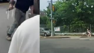 Hombre amenaza con cuchillos e intenta atropellar a manifestantes en Nueva York