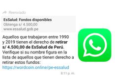 WhatsApp: circula falso mensaje que indica que EsSalud te debe S/ 4,500